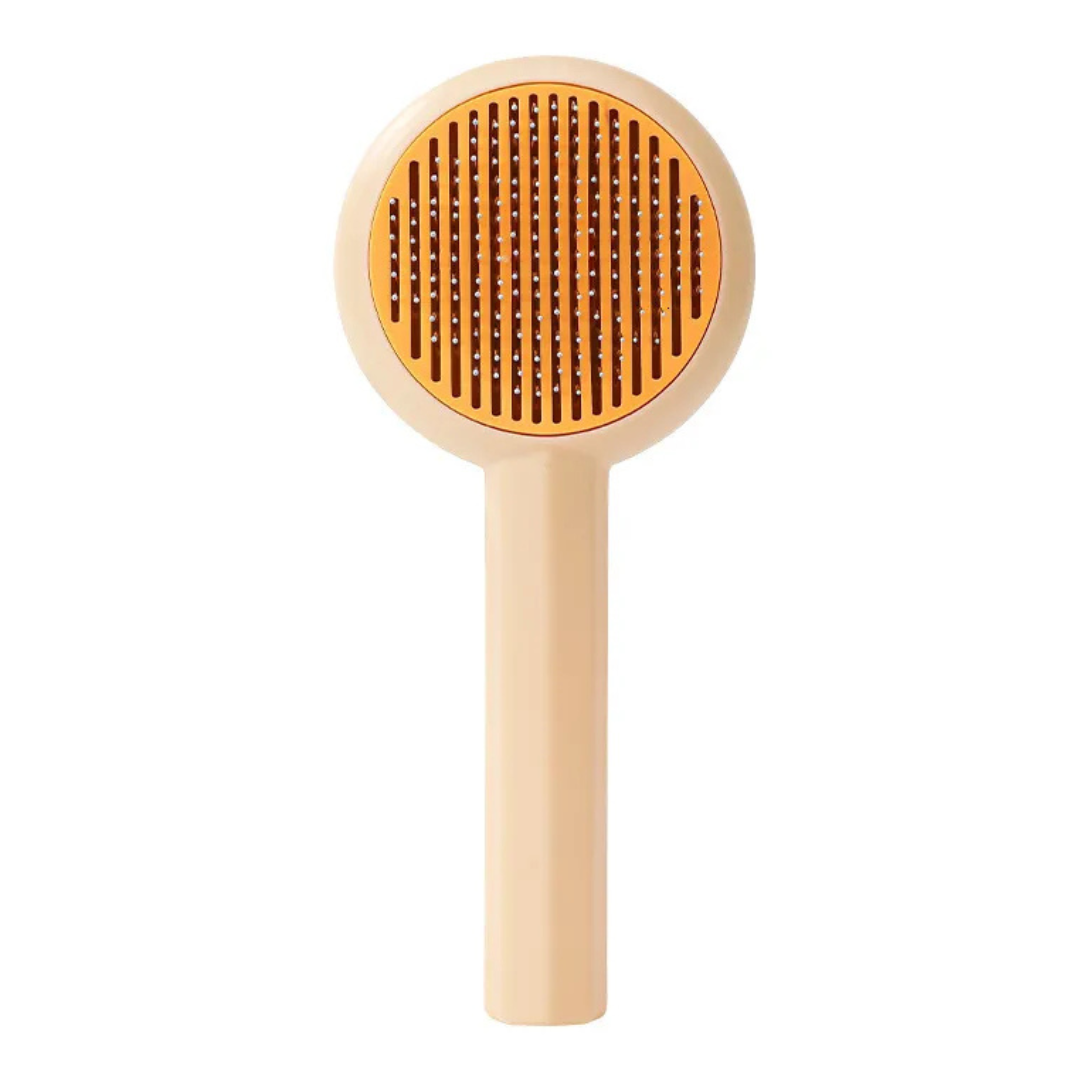 Pet Grooing Swirl Self-Cleaning Comb Beige