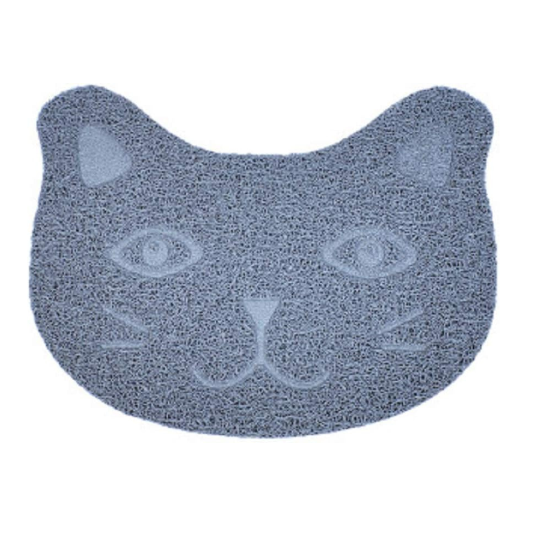 Cat Face Pvc Cat Litter Mat Gray