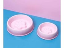Ely Pink Gradient Cat Paw Print Slow Food Ceramic Bowl (Medium)