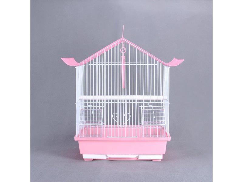 Pink Bird Cage with Peaked Roof Design