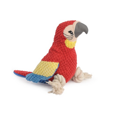 Polyester and rope dog toy, three types, Parrot w/