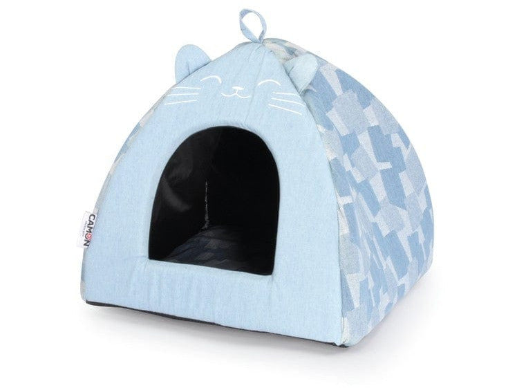 Pyramid Style Pet Den "Denim Cat"