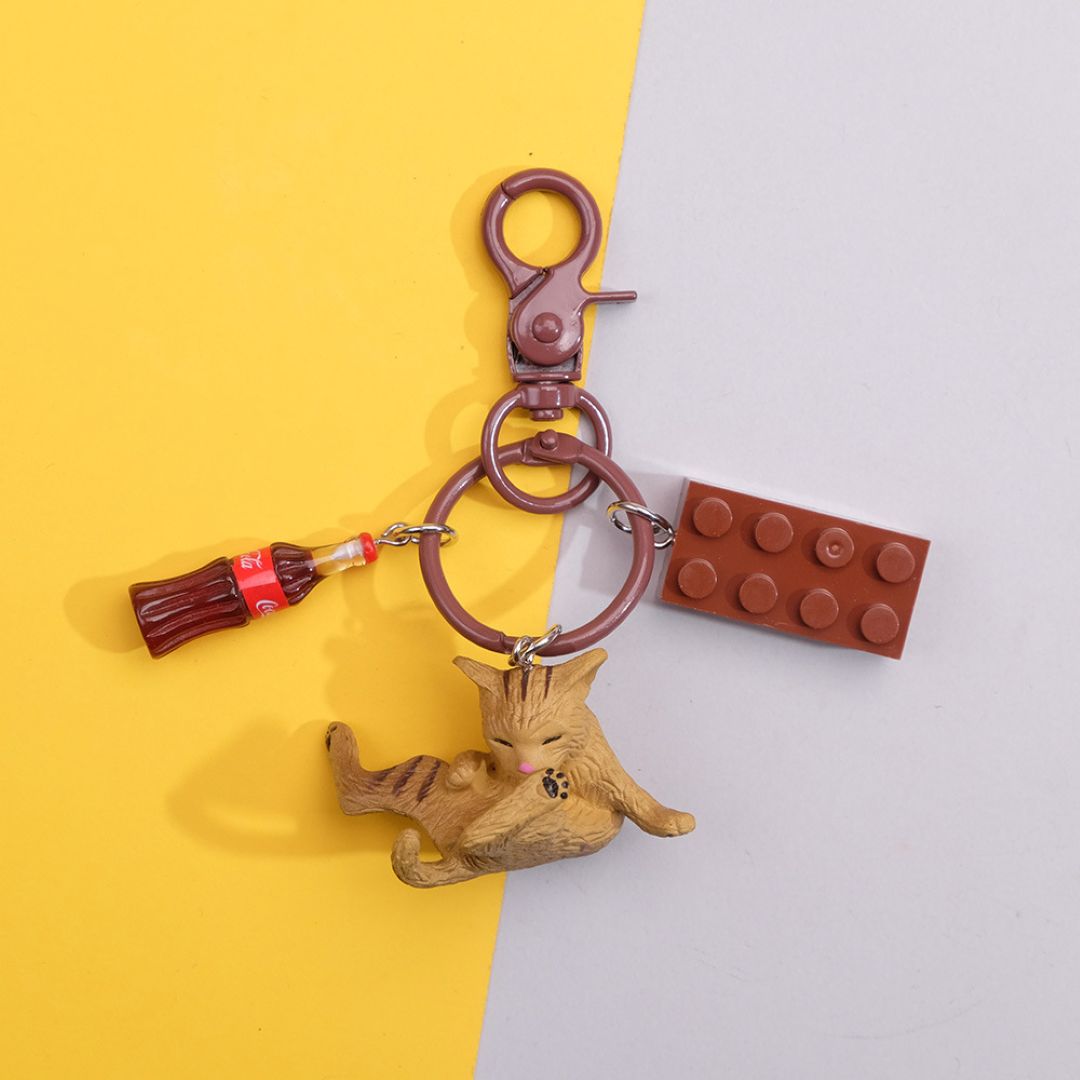 Cat & Dice Charm Keychain
