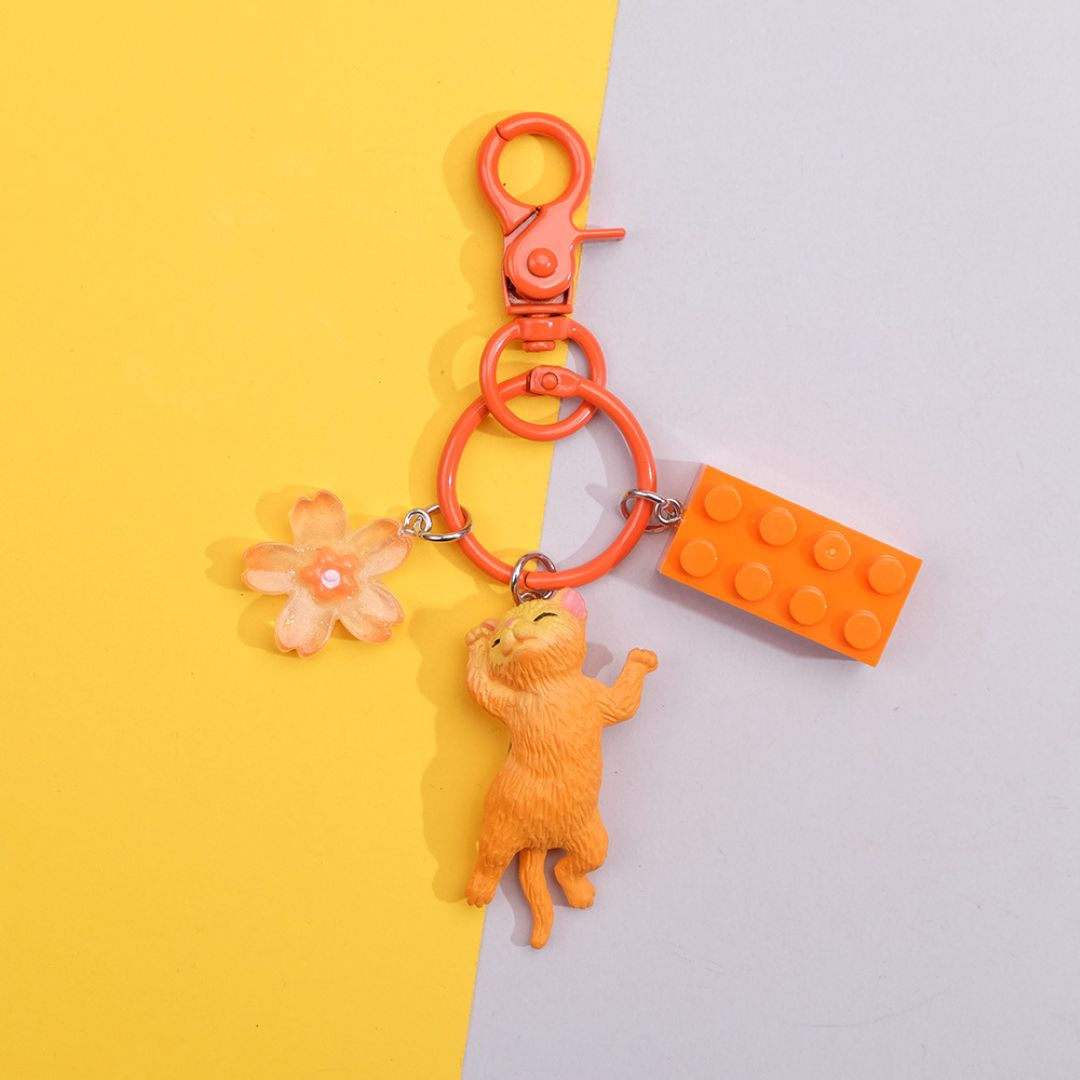 Ginger Cat & Brick Keychain