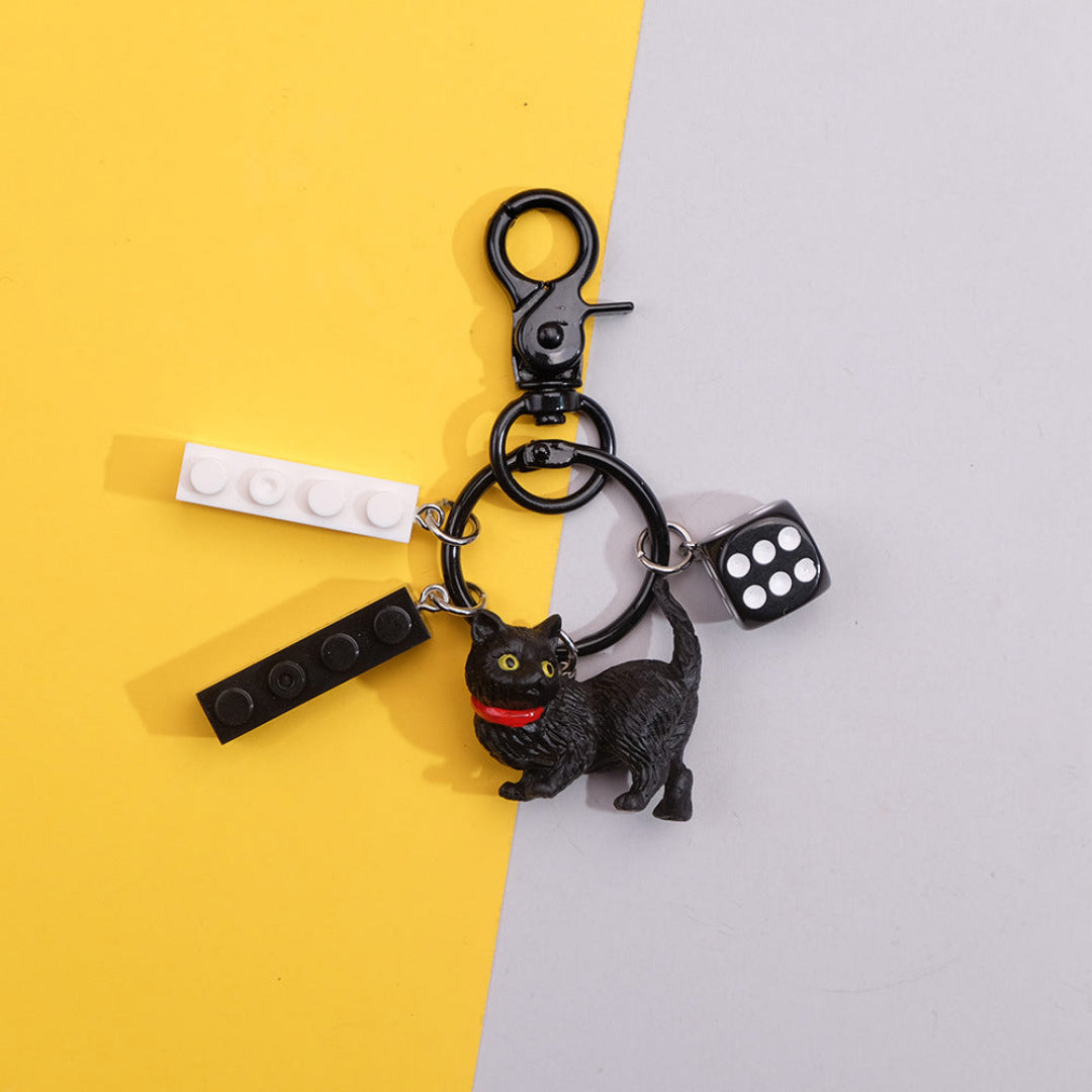 Black Cat & Dice Keychain