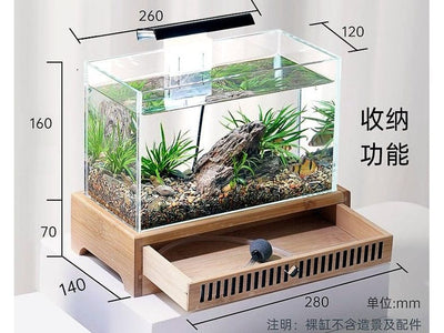 Wooden Chinese Base Small Fish Tank Set 26*12*16cm