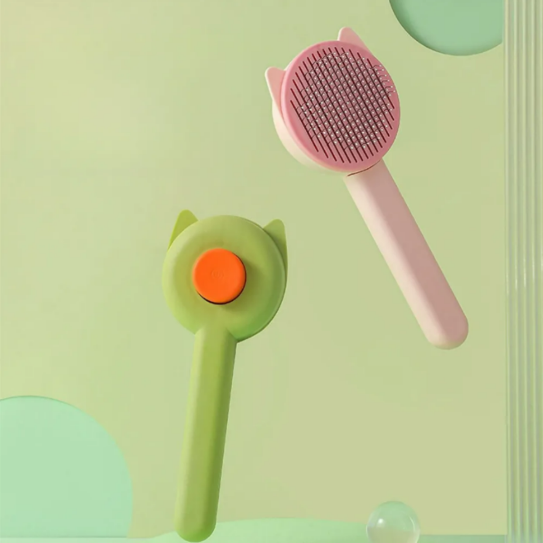 Cat Head Cartoon Self-Cleaning Comb Pink