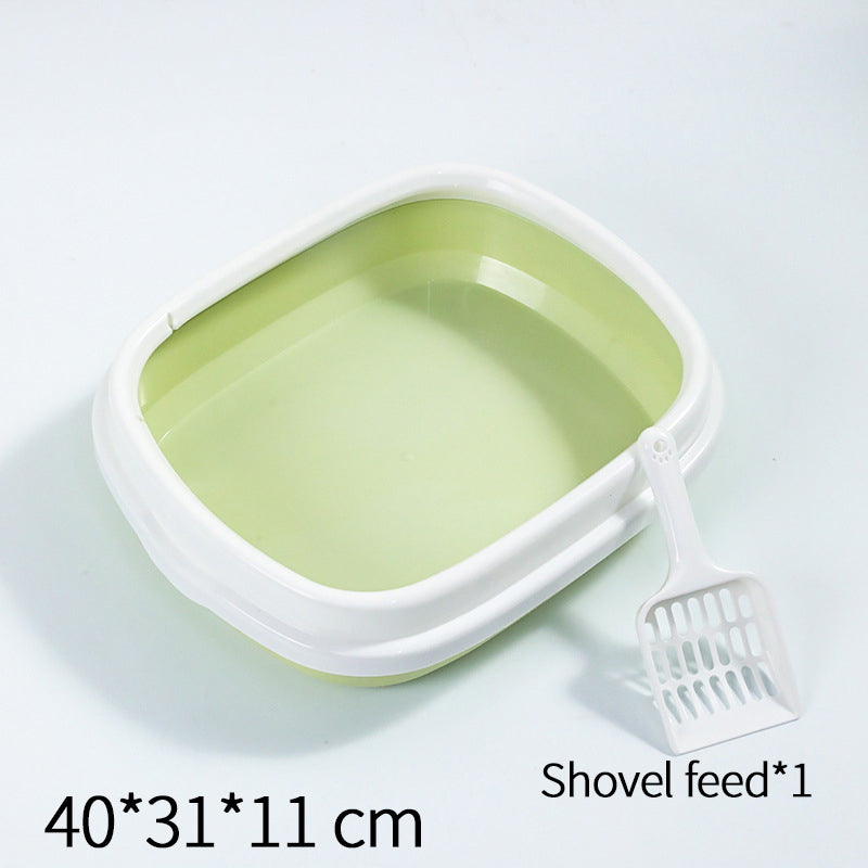 Semi-closed ovel splash-proof litter box high-side cat toilet 40x31x11