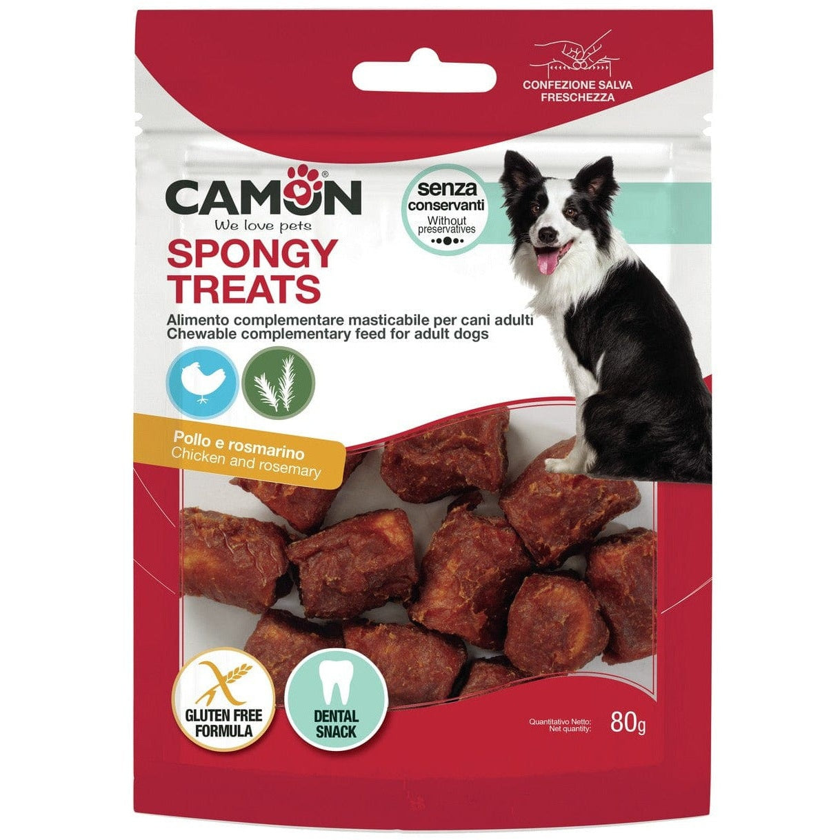 Spongy Chunks with Chicken (80g Bag) - Spongy Treats with Rosemary Flavor