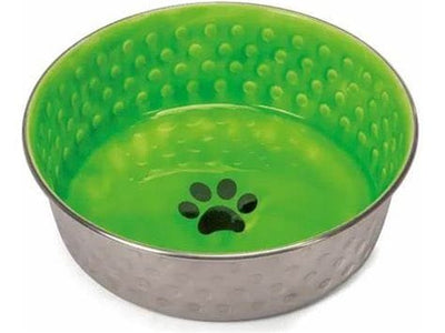 Stainless Steel Bowl with Rubber Rim and Ceramic Finish (1.9L) green