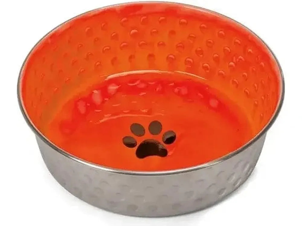 Stainless Steel Bowl with Rubber Rim and Ceramic Finish 2.7L - Model 2108 red