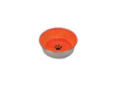 Steel Bowl with Rubber Edge and Ceramic Interior - 0.4L red