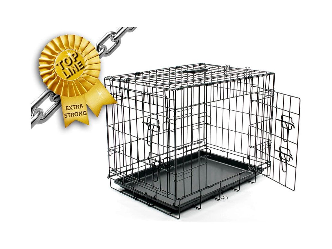 Topline Dog Crate 2 Doors Plastic Tray