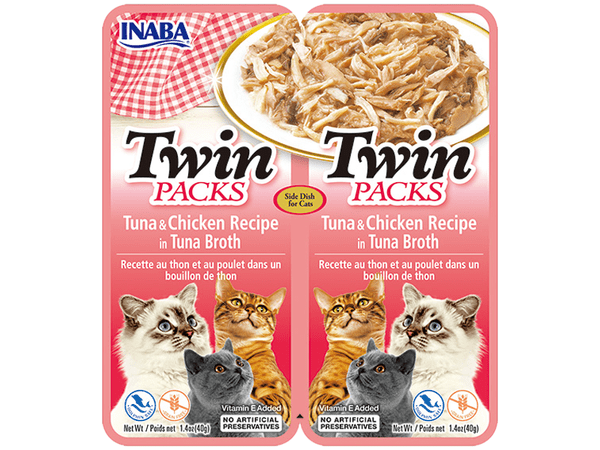 INABA Twin Packs Tuna & Chicken Recipe in Tuna Broth 40g 24 pcs front