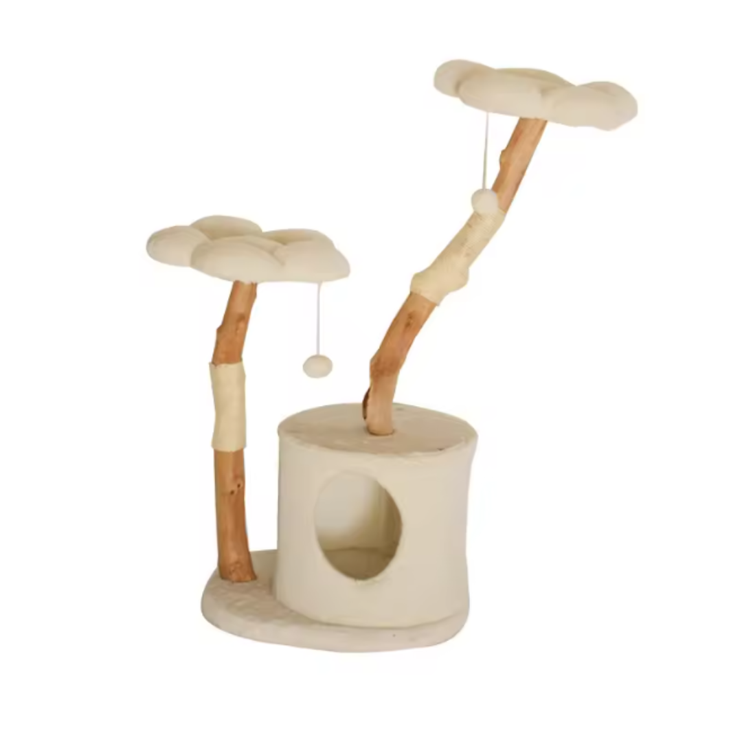 Cat Tree Solid Wood Cat Tower Flower 48×40×98cm