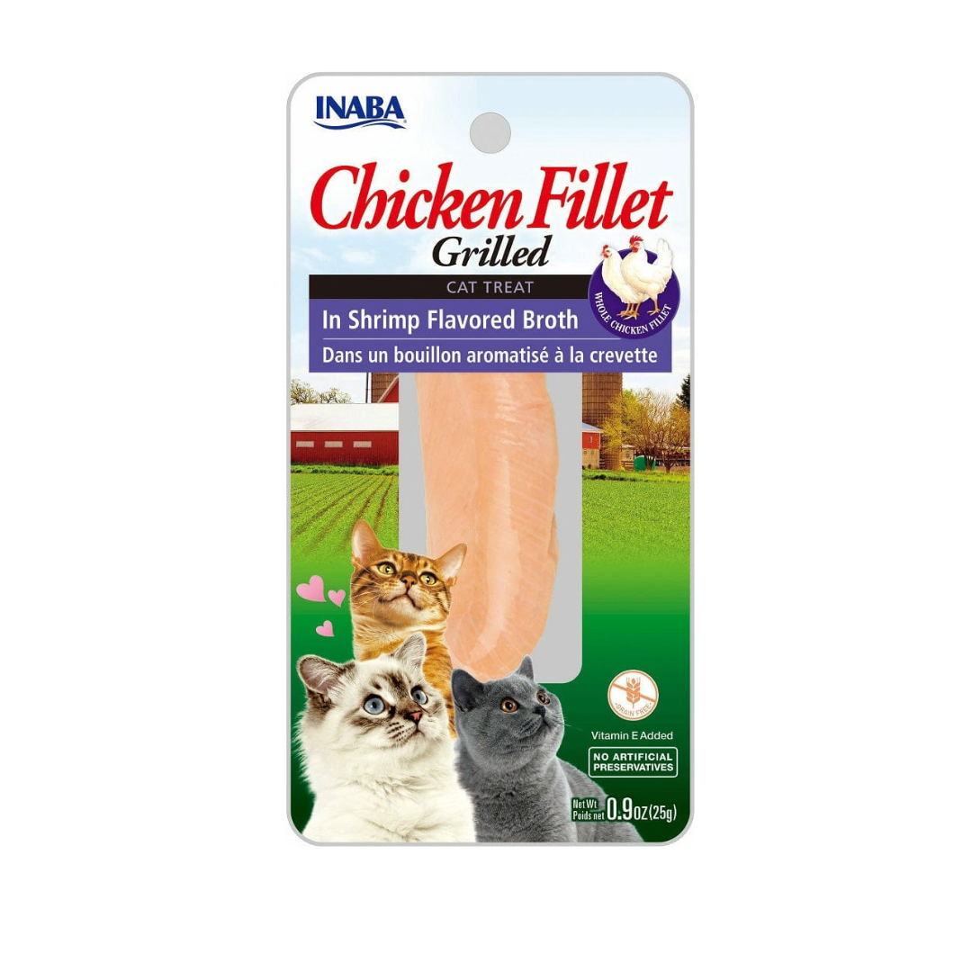 INABA Chicken Fillet Grilled cat treat package with images of cats on a white background