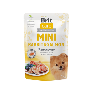 Brit Care Mini Rabbit&Salmon fillets in gravy  85g