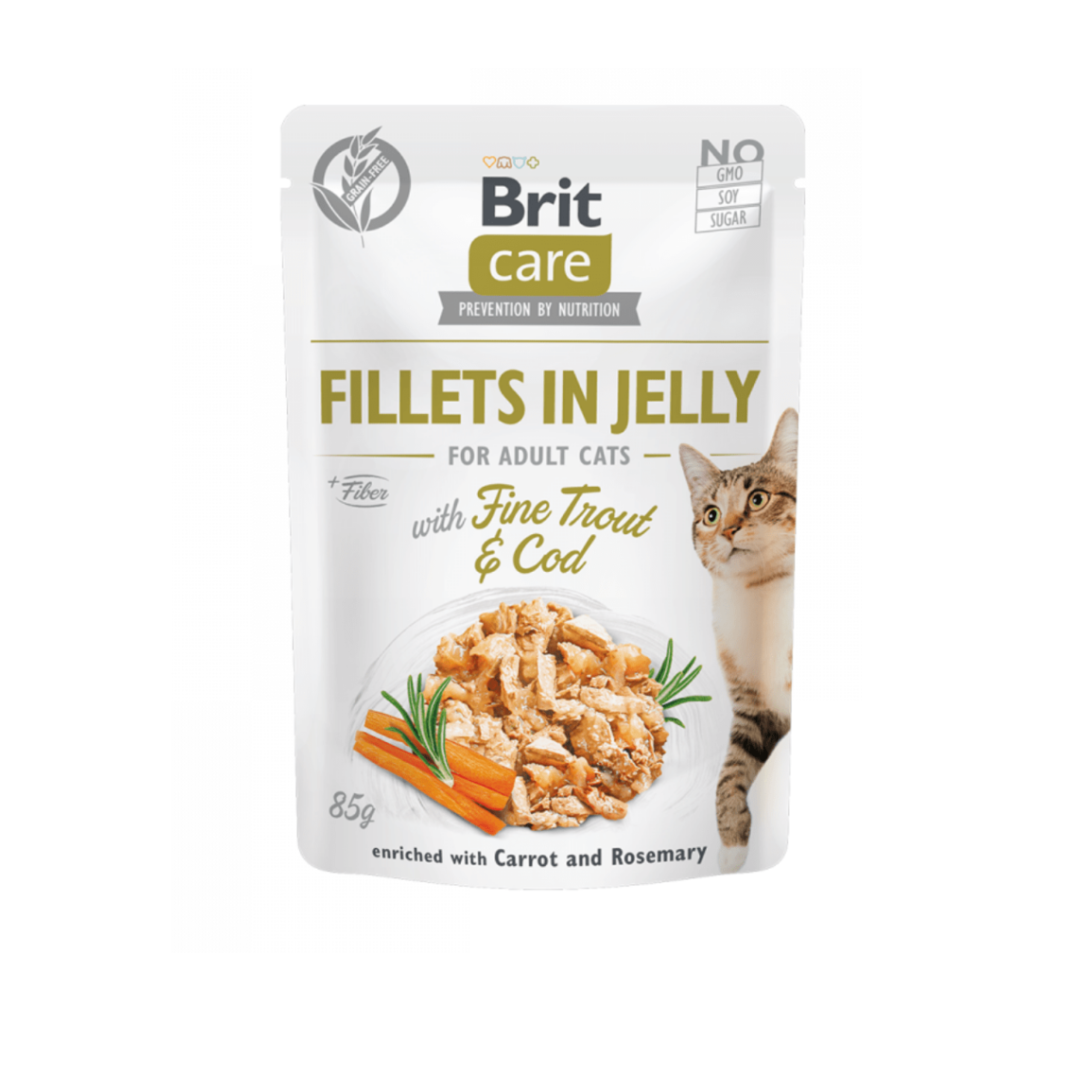 Brit Care Cat Fillets in Jelly with Fine Trout & Cod 85 g