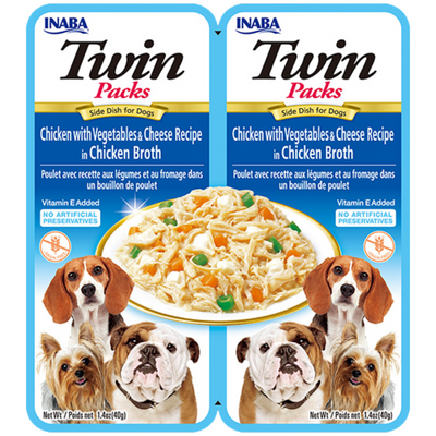 Dog Twin Packs Chicken with Vegetables &amp; Cheese in Chicken Broth (2x35g x6) - Grain-Free Wet Dog Food