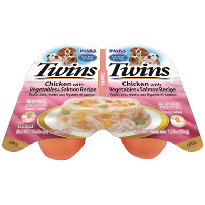 Dog Twins Chicken &amp; Salmon with Vegetables-Grain-Free Wet Dog Food (2x35g Cups)