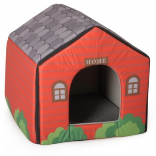 Casetta indoor rossa c/cuscino  . -41x39x36(h)cm
