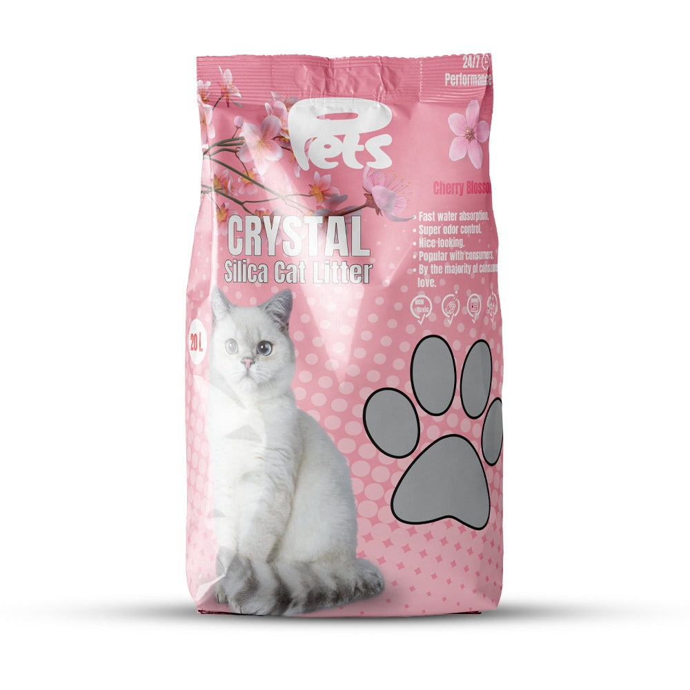 Pets Crystal Silica 20L Cat Litter 1-8mm 8.4kg with Sakura Scent