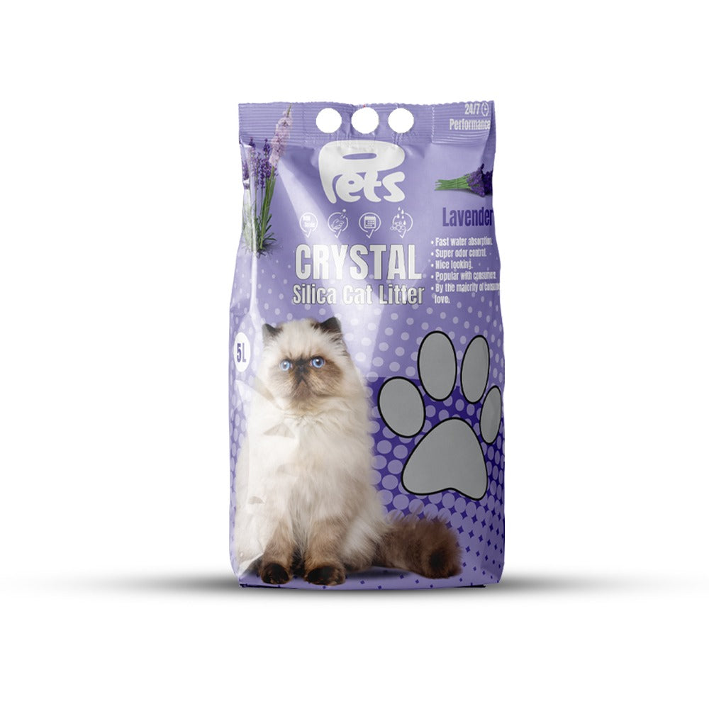 Pets Crystal Silica 5L Cat Litter 1-8mm 2kg with Lavender Scent