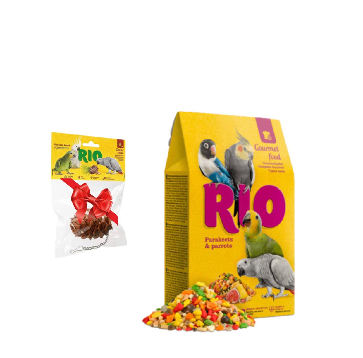 RIO Eggfood for parakeets and parrots, 1kg and Cedar Cone. Natural Treat For Birds, 1 Piece