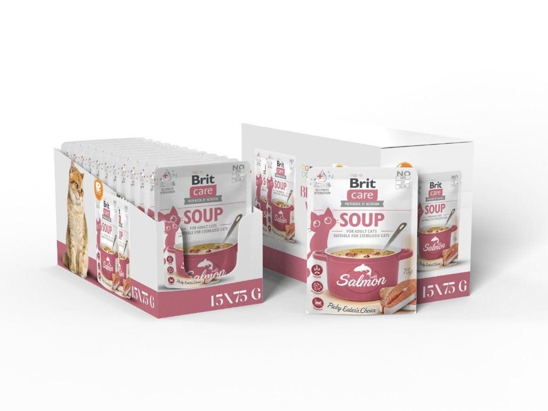 Brit Care Cat Soup with Salmon 15X75 g