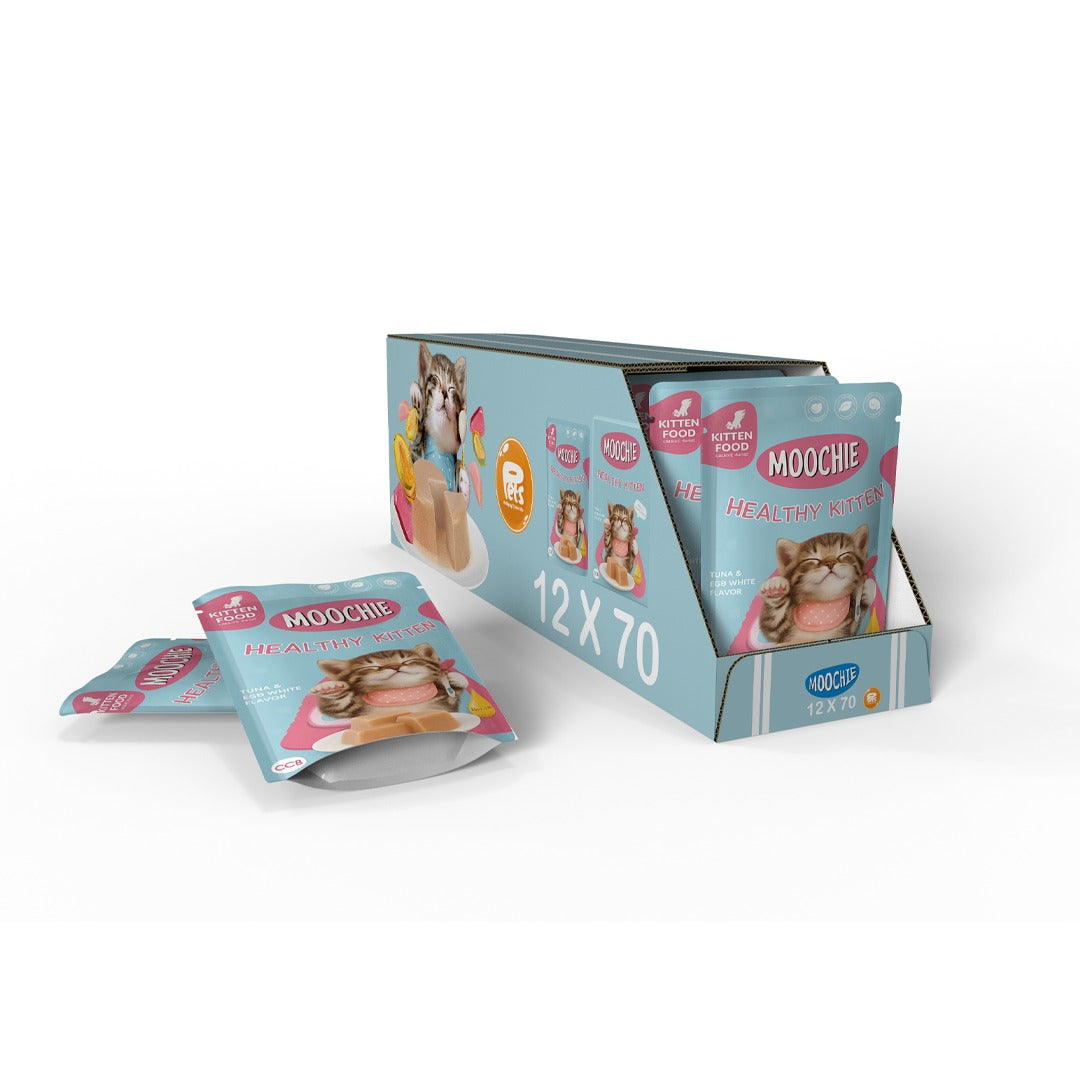 MOOCHIE KITTEN MOUSSE TUNA & EGG WHITE FLAVOR 12X70g