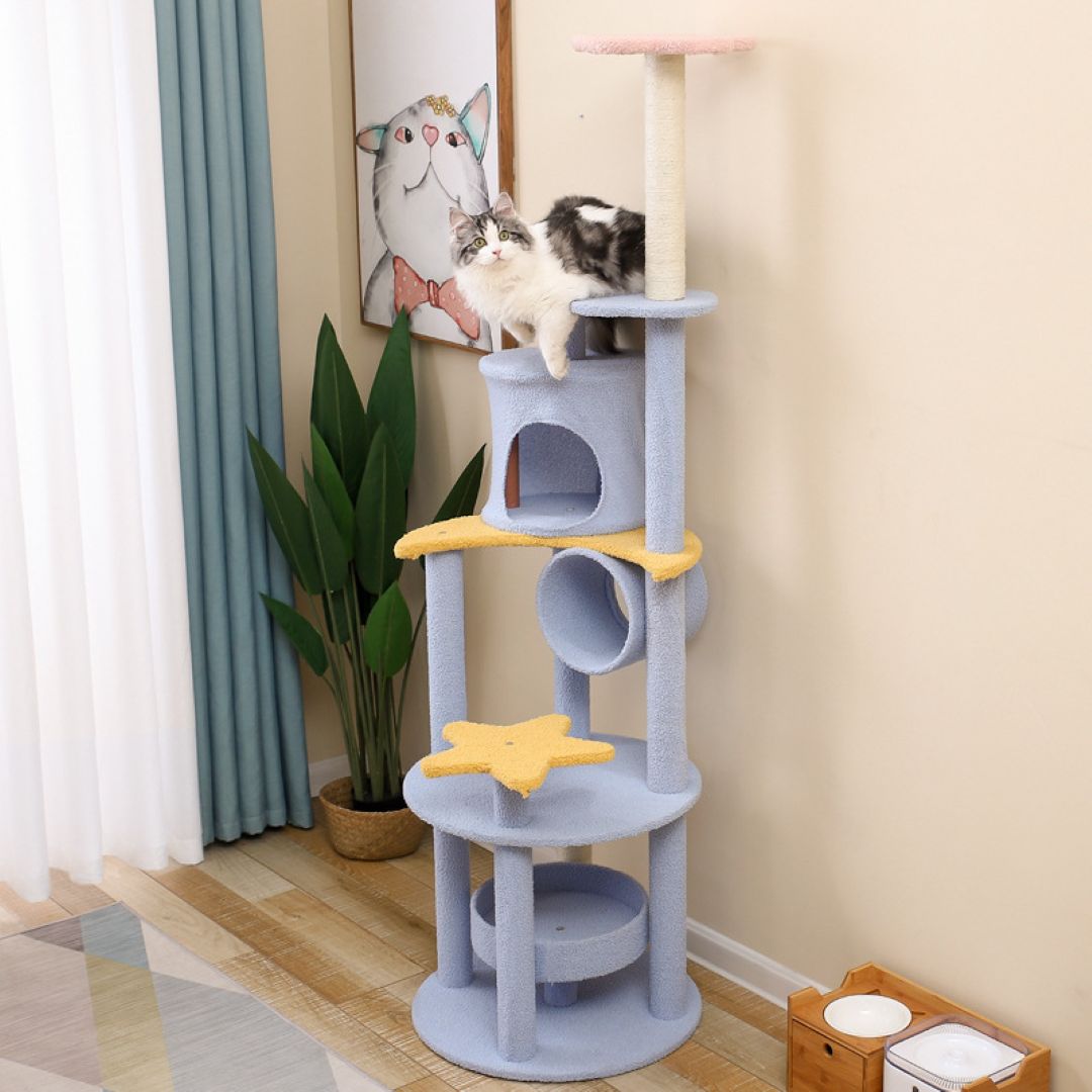 Tall Multi-Level Cat Tree With Condo & Tunnel