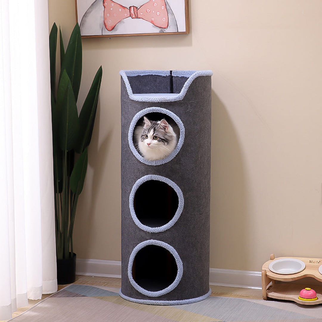 Multi-Level Cat Play Tunnel With Perch