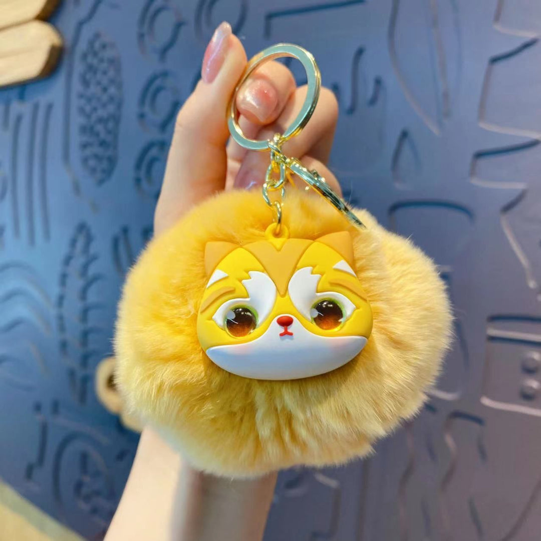 Cat Plush Pendant Stuffed Big Keychain (White)