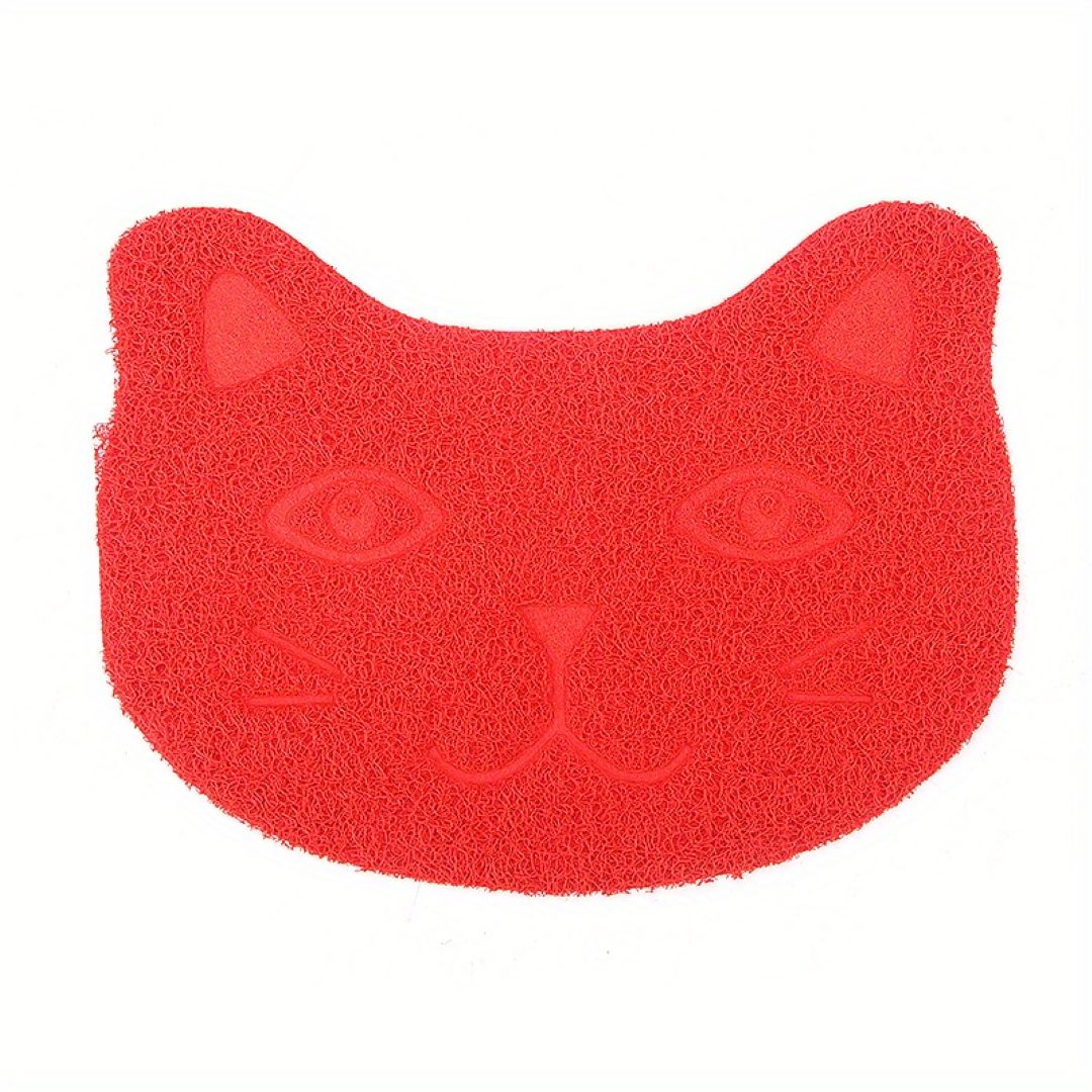 Cat Face Rose Pvc Cat Litter Mat Red