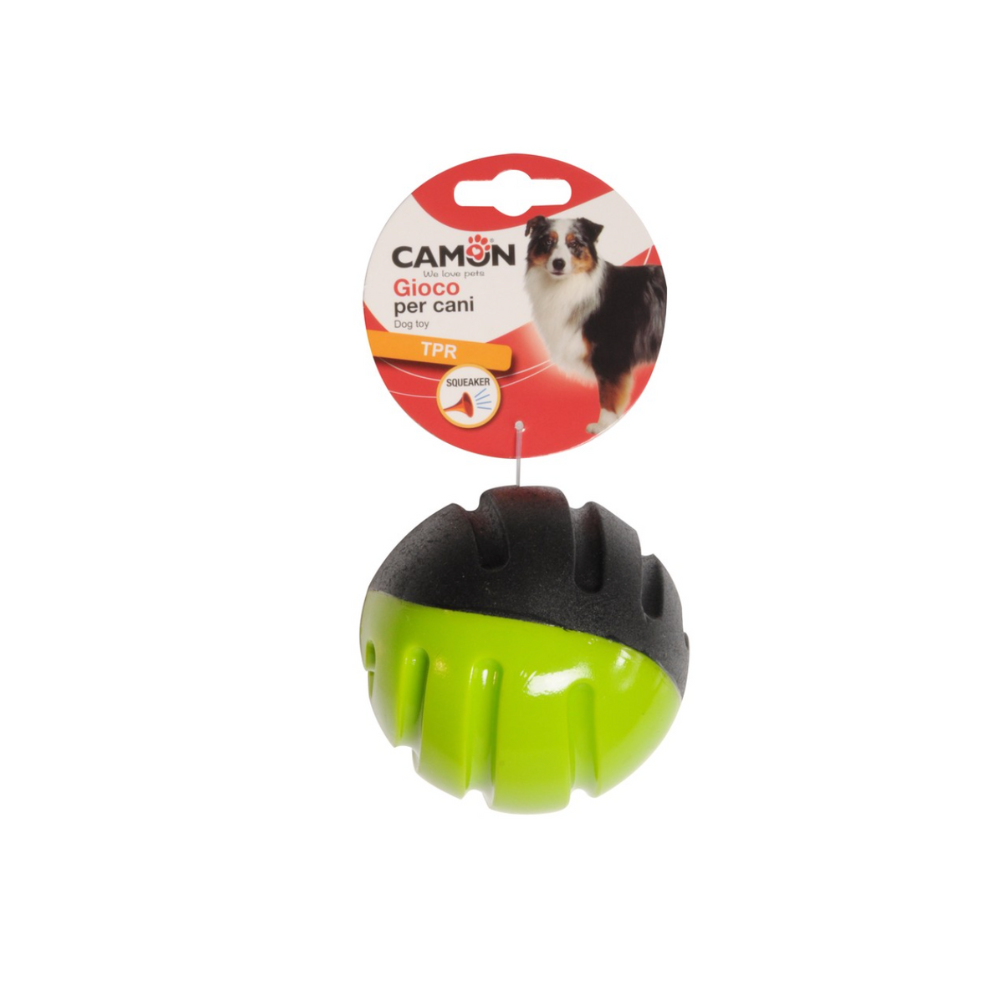 Camon Dog toy - Two-tone TPR ball with squeaker 9,5 cm