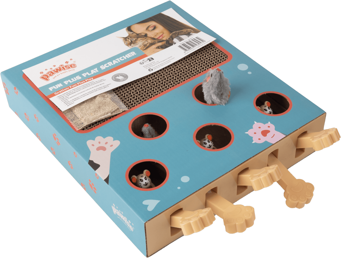 cat Scratching Toy with Roller Track Toys and Wooden Base