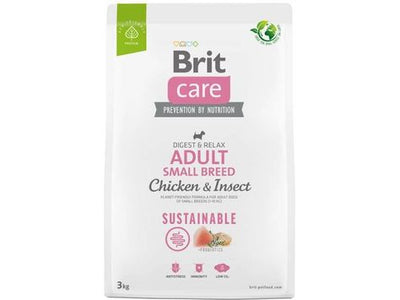 dry dog food for small breed adults. Chicken & Oats recipe with insect protein for healthy digestion and immune support. Gluten-free, with glucosamine and probiotics, it promotes muscle tone and sustainability