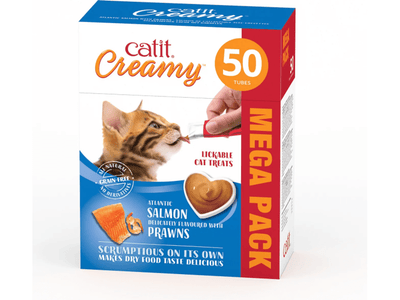 Catit Creamy Treats Mega Pack Salmon With Prawn, 50 Tubes/Box
