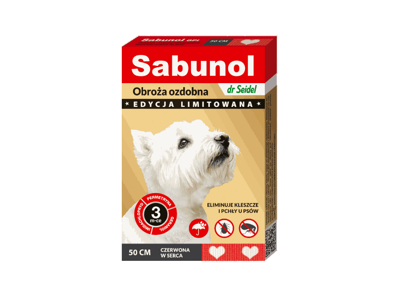 Sabunol Red In Hearts Anti-Flea And Anti-Tick Collar For Dog 50Cm