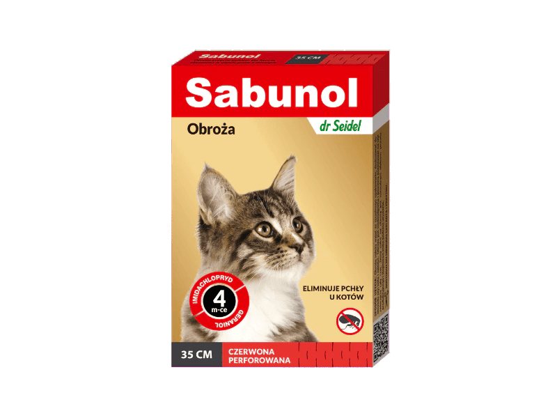 Sabunol Collar For Cat, Red Color, 35 Cm
