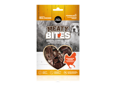 Zeus Meaty Bites Chewy Dog Treats, Steakhouse Chicken, 150g