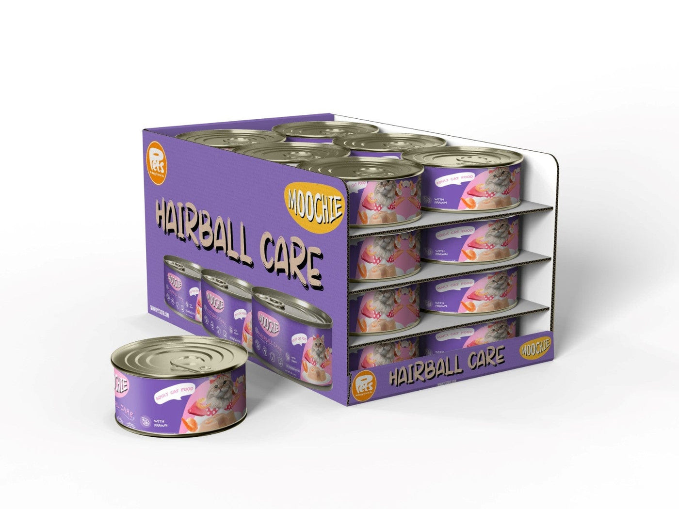 Moochie With Prawn Pate (Hairball Care) 24X85G. Can