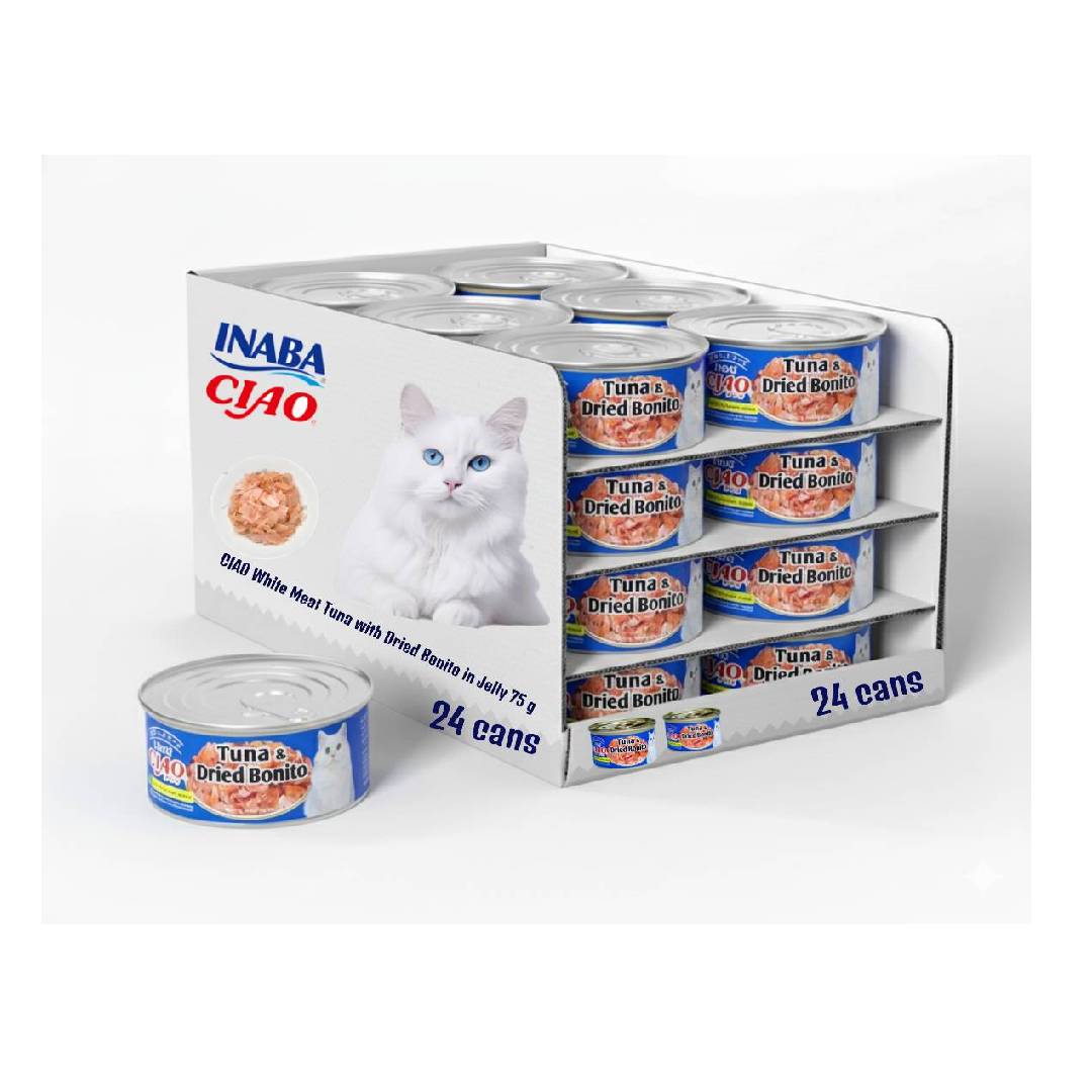 CIAO White Meat Tuna with Dried Bonito in Jelly 75 g  X 24 cans