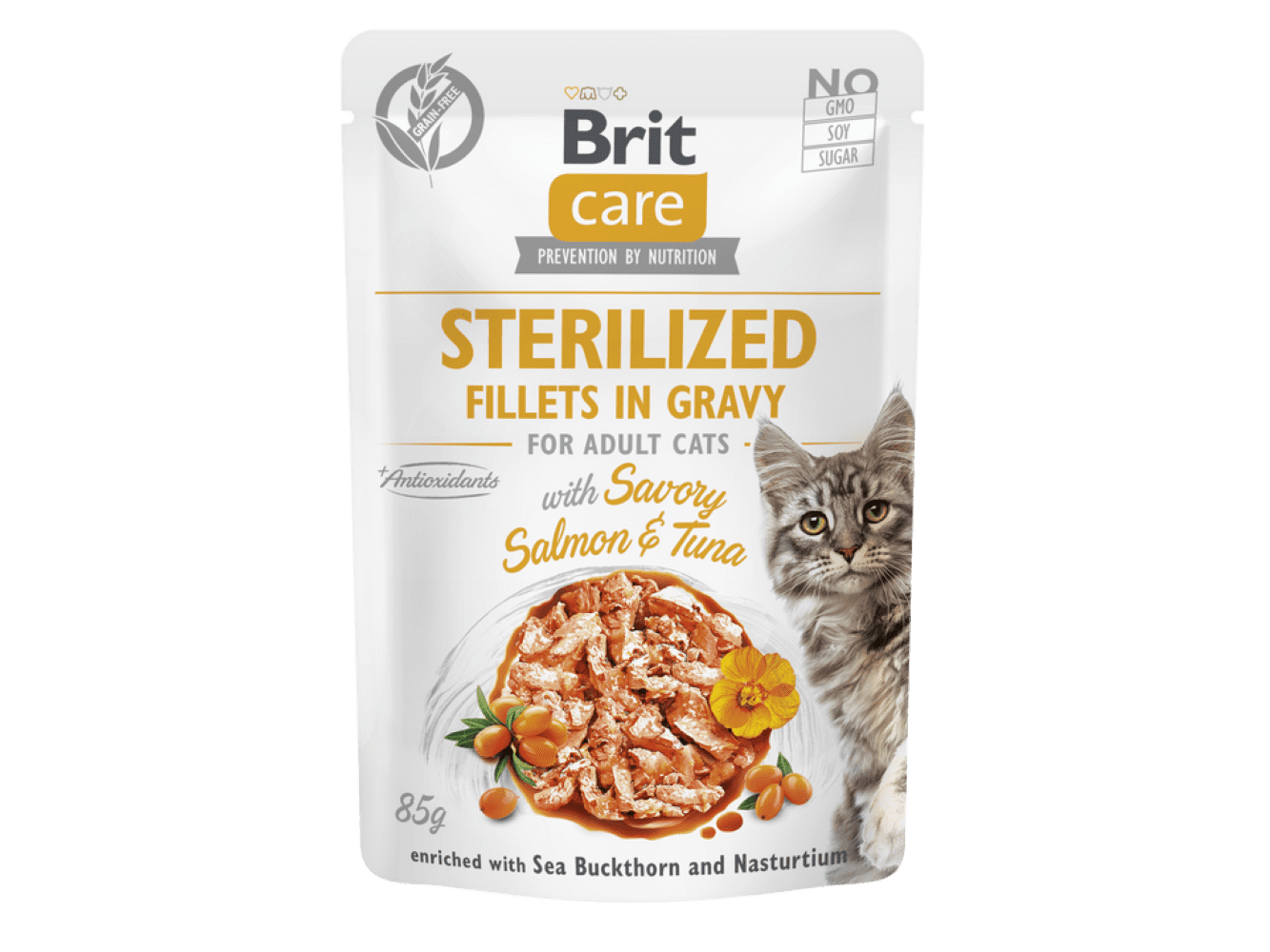 Brit Care Cat Sterilized. Fillets in Gravy with Savory Salmon&Tuna 85 g