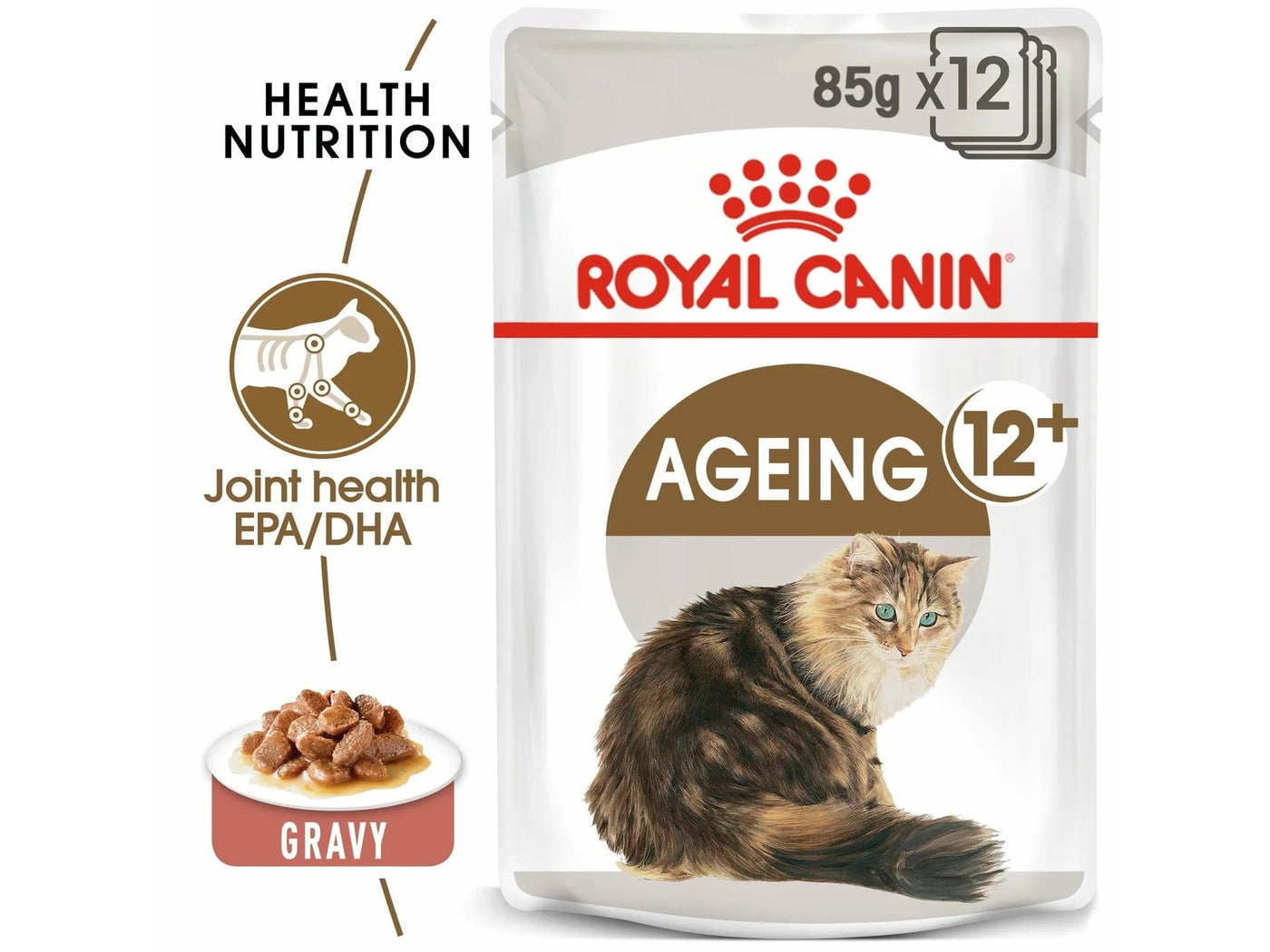 تغذية صحة القطط للشيخوخة +12 مرق (أغذية رطبة - أكياس) 1 × 85 جم