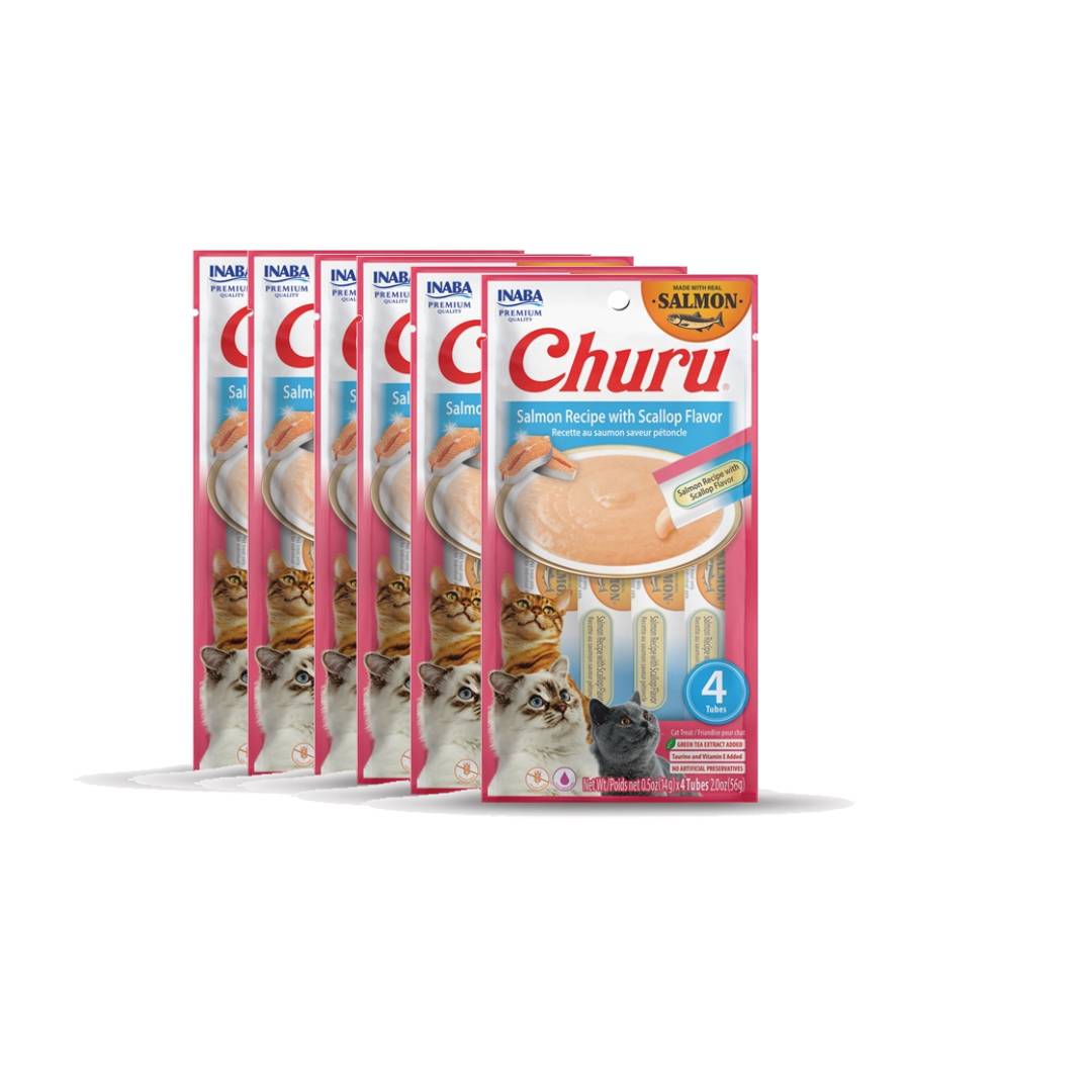 Churu Salmon Recipe with Scallop Flavors 14 g x 4 tubes x6 packs