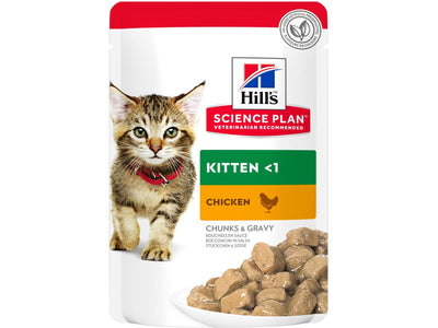 Hill`s Science Plan Tender Chunks in Gravy Kitten Wet Food with Chicken (Pouches) 85gx12