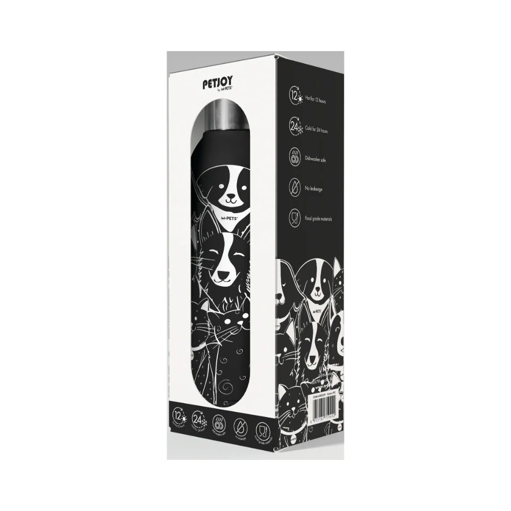 PETJOY Purrfect Hydration Stainless Drinking Bottle PetFamily - Black & White 500ml