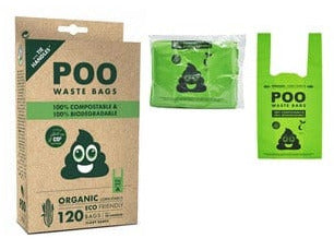 Poo Tie handles 100% Compostable & Biodegradable Dog Waste Bags (120 bags)