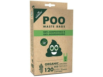 Poo Tie handles 100% Compostable & Biodegradable Dog Waste Bags (120 bags)